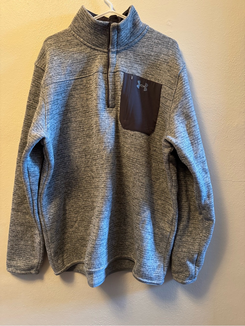 Under Armour Heather Gray Quarter- Snap Pullover with Dark Chest Pocket-Size XXL